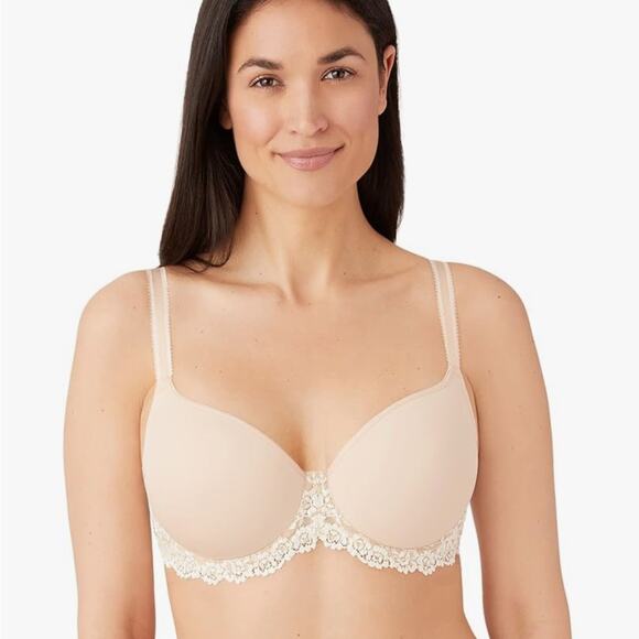 Wacoal Embace Lace Contour Bra Embrace Lace Bra in Sand Underwire Support 34B - Picture 1 of 5